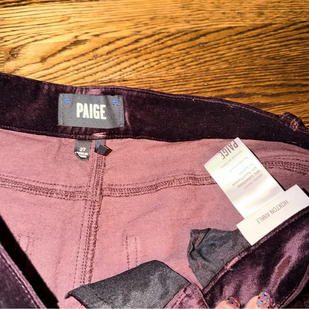 PAIGE Women's Deep Burgundy Houston ankle Straight Leg Jeans 27 - Picture 4 of 4